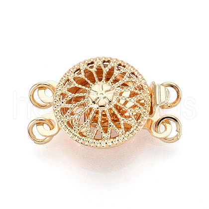 Rack Plating Flower Brass Box Clasps KK-QA183-99G-1