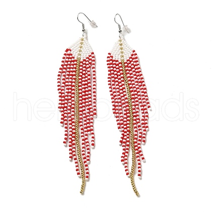 Bohemia Woven Glass Seed Bead Dangle Earrings EJEW-A046-04E-1