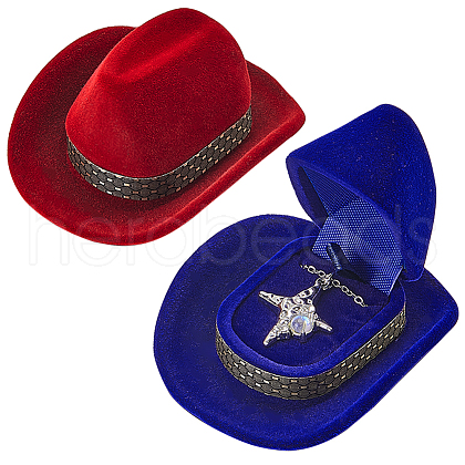 SUNNYCLUE 4Pcs 2 Colors Hat Velvet Jewelry Boxes CON-SC0001-19A-1
