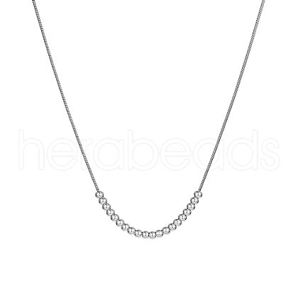 Non-Tarnish Stainless Steel Round Beaded Pendant Necklaces for Women QC8128-2-1