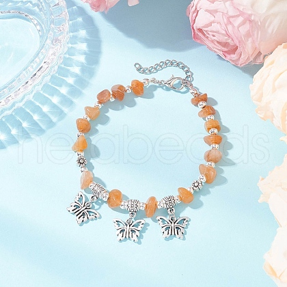 Natural Red Aventurine Chip Beaded Bracelets BJEW-JB11819-06-1