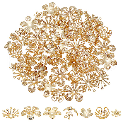 ARRICRAFT 70Pcs 7 Styles Brass Bead Caps FIND-AR0005-36-1
