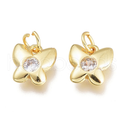 Brass Micro Pave Cubic Zirconia Charms KK-M206-25G-04-1