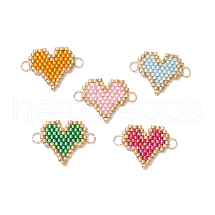 5Pcs MIYUKI Delica Glass Seed Beaded Heart Links PALLOY-MZ00702-01-1
