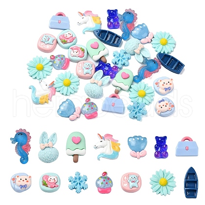 30Pcs 14 Styles Resin Decoden Cabochons CRES-YW0002-17-1