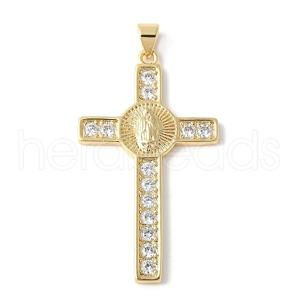 Brass Micro Pave Cubic Zirconia Cross Pendants ZIRC-I071-04G-01-1