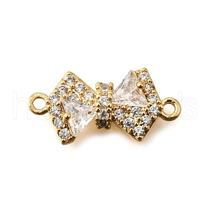 Brass Clear Cubic Zirconia Connector Charms KK-U065-04A-G-1
