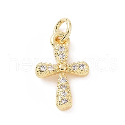Brass Micro Pave Cubic Zirconia Charms KK-C012-19G-1