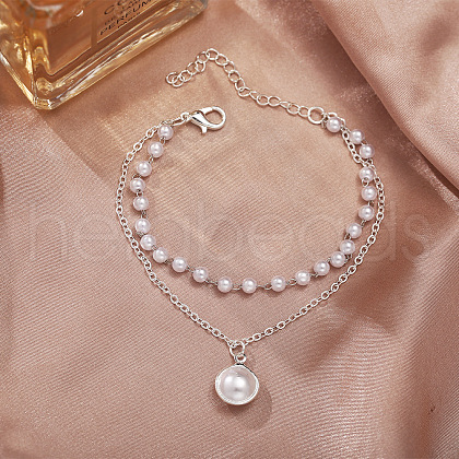 Alloy Flat Round Charm Bracelets WG5D178-02-1