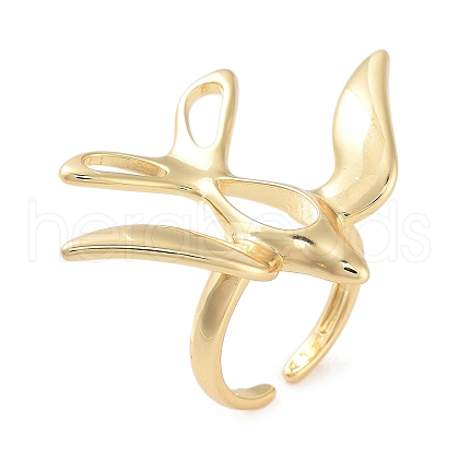 Brass Bird Open Cuff Ring for Women RJEW-C102-05G-1