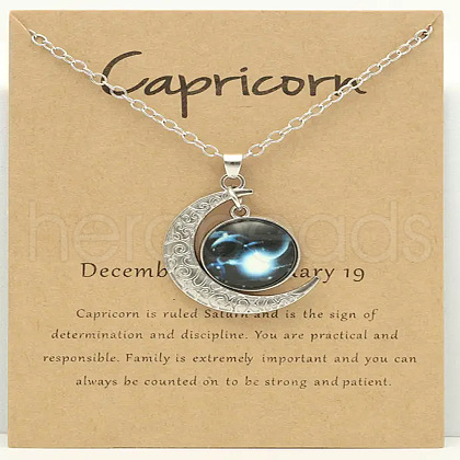 Alloy Pave Glass Moon Constellation Pendant Necklaces for Women FS-WG3B9B3-10-1