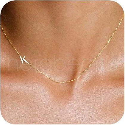 Brass Initial Link Chain Necklaces for Women FS-WG848C9-11-1