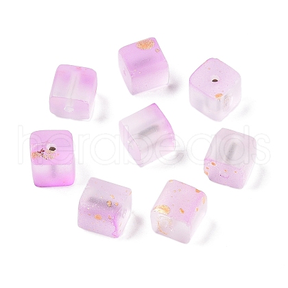 Frosted Glass Beads with Golden Glitter Powder X1-DGLA-NH001-8mm-01I-1