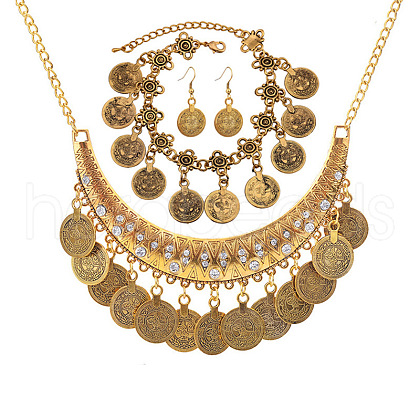 Alloy Rhinestone Coin Jewelry Sets FS-WGB72F4-05-1