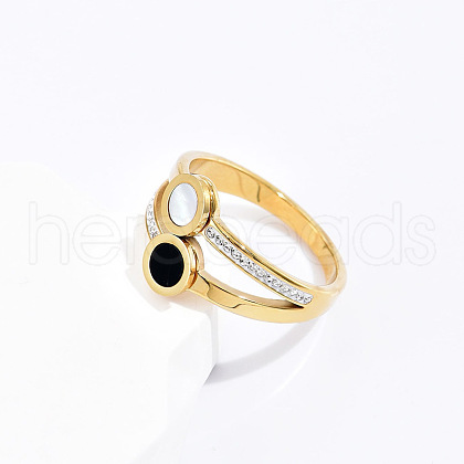 Fashionable Special-Interest 304 Stainless Steel Cubic Zirconia Finger Rings FS-WGDC130-09-1