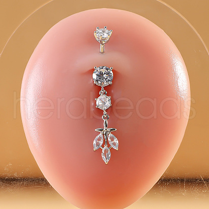 316L Surgical Stainless Steel Micro Pave Clear Cubic Zirconia Belly Rings FS-WG9E32A-10-1