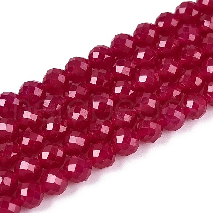 Lab Grown Red Corundum Beads Strands G-E411-40-4mm-1