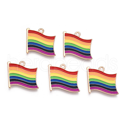 Rainbow Color Pride Flag Alloy Enamel Pendants X-ENAM-K067-10-1