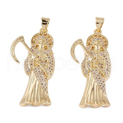 Brass Micro Pave Clear Cubic Zirconia Pendants ZIRC-M116-07G-1