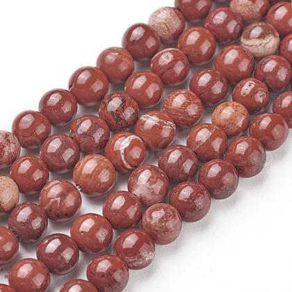 Natural Red Jasper Beads Strands G-F348-02-6mm-1