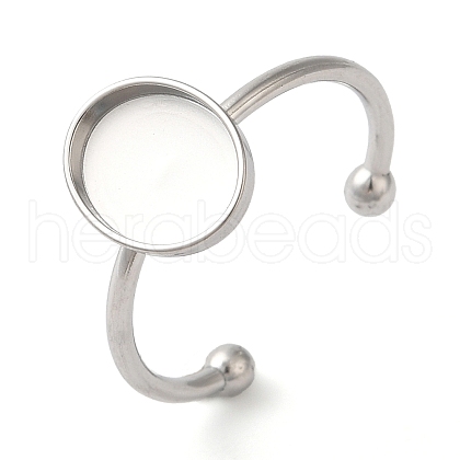 Non-Tarnish 304 Stainless Steel Open Cuff Ring Components X-STAS-I306-06A-P-1