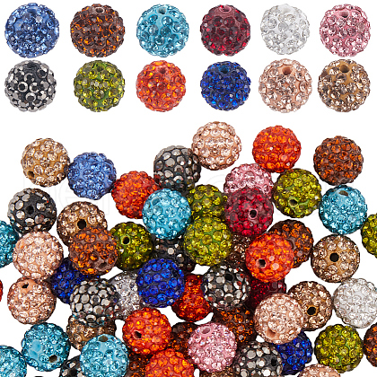 SUNNYCLUE 120Pcs 12 Colors Pave Disco Ball Beads RB-SC0004-85-1