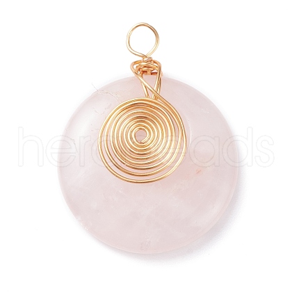 Natural Rose Quartz Pendants PALLOY-JF01289-1