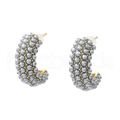 Gainsboro Plastic Pearl Beaded Stud Earrings EJEW-L270-012B-G-1-1