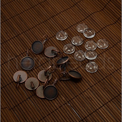 Clear Domed Glass Cabochon Cover and Brass Leverback Earring Settings for DIY DIY-X0160-R-NR-1