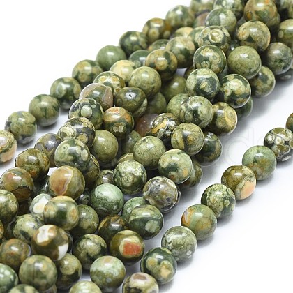 Natural Rhyolite Jasper Beads Strands G-F674-03A-8mm-1