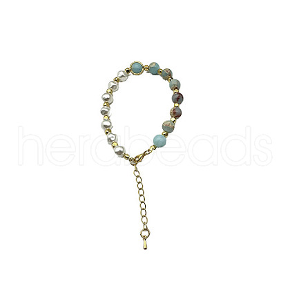 Natural Shoushan Stone Round Beaded Bracelet NC1314-15-1