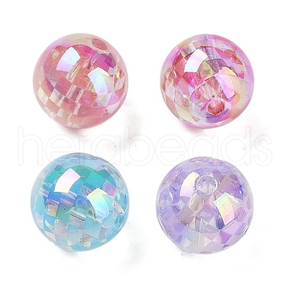 UV Plating Rainbow Iridescent Acrylic Beads OACR-O008-02B-1