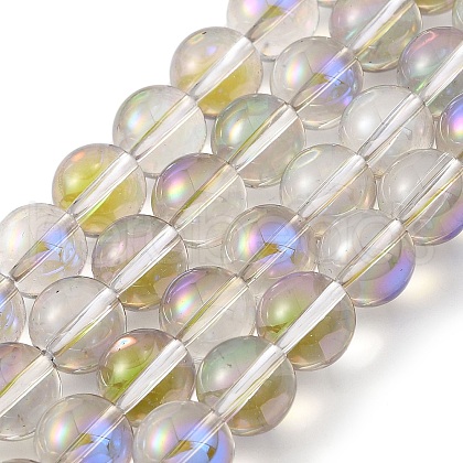 Transparent Electroplate Glass Beads Strands GLAA-T032-T8mm-C07-1