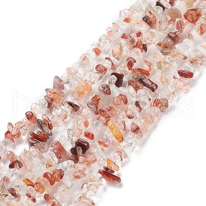 Natural Hematoid Quartz/Ferruginous Quartz Beads Strands F090-1