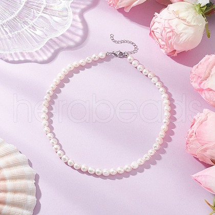 Natural Cultured Freshwater Pearl Two Sides Polished Beaded Necklaces for Women NJEW-JN05334-02-1
