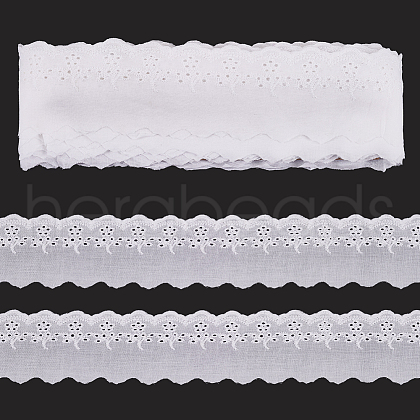 15 Yards Cotton Embroidery Hollow Flower Lace Trim OCOR-WH0003-047B-1
