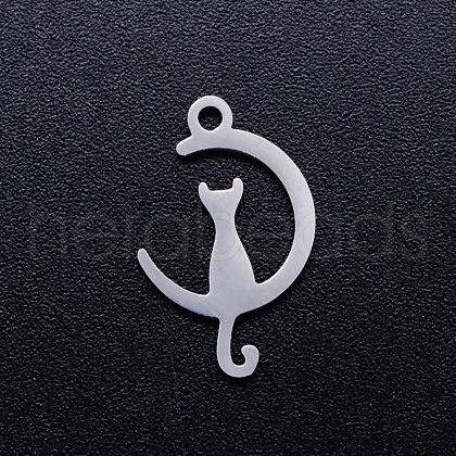 Non-Tarnish 201 Stainless Steel Kitten Pendants STAS-Q201-JN272-1-1