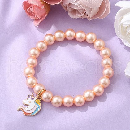 ABS Plastic Imitation Pearl Beads Stretch Bracelets BJEW-JB11584-01-1