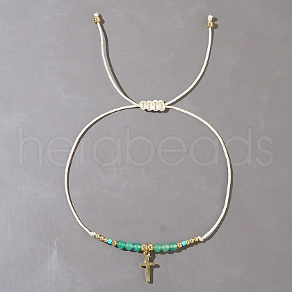 Natural Green Onyx Agate Braided Bead Bracelets KA2676-3-1