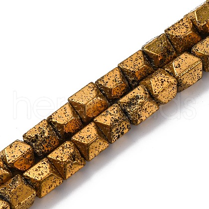 Electroplated Natural Lava Rock Beads Strands G-A256-D01-01E-1