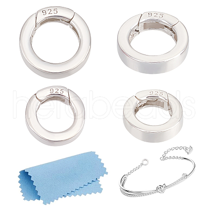 MAYJOYDIY US 2Pcs 2 Styles 925 Sterling Silver Spring Gate Rings STER-MA0001-02-1