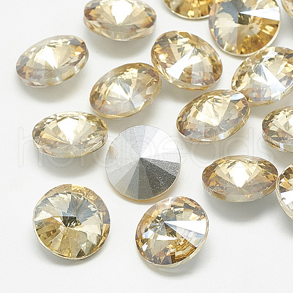 Pointed Back Glass Rhinestone Cabochons X-RGLA-T086-14mm-06-1