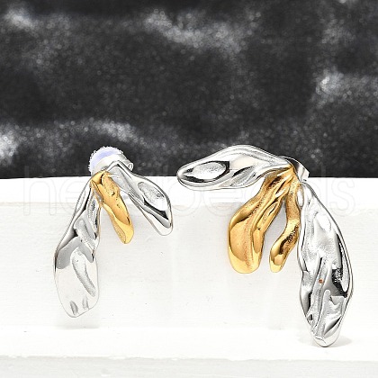 304 Stainless Steel Two-tone Stud Earrings for Women EJEW-R023-01GP-04-1