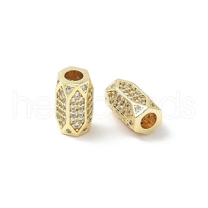 Brass Micro Pave Cubic Zirconia Beads KK-C104-06G-1