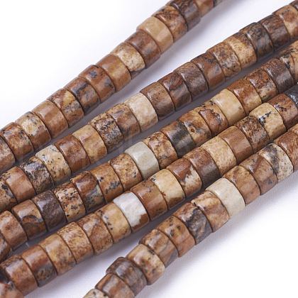 Natural Picture Jasper Beads Strands G-G783-09B-1