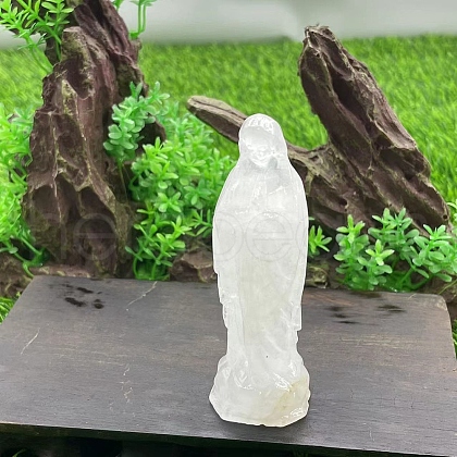 Natural Quartz Crystal Carved Healing Virgin Mary Figurines PW-WG30485-30-1