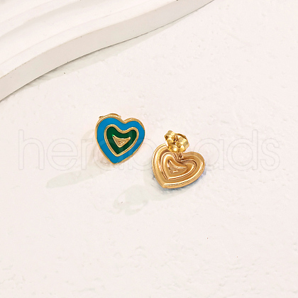 Stainless Steel Heart Stud Earrings MW0327-3-1