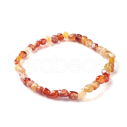 Natural Carnelian(Dyed) Chip Beads Bracelet for Girl Women BJEW-JB06748-03-1