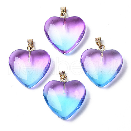 Two Tone Spray Painted Glass Pendants GLAA-N035-016-C02-1