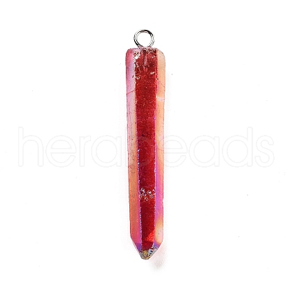 Electroplated Natural Quartz Pendants G-P315-B01-07P-1
